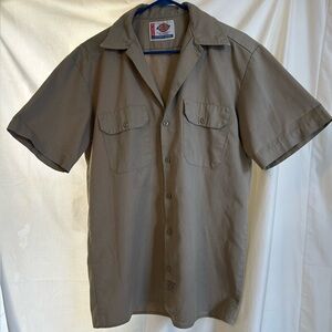 Dickies Men's Tan Casual Button Down Shirt